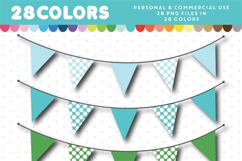 Bunting banner clipart, Flag clipart, Pennant clipart, CL-1421 By JS Digital Paper | TheHungryJPEG