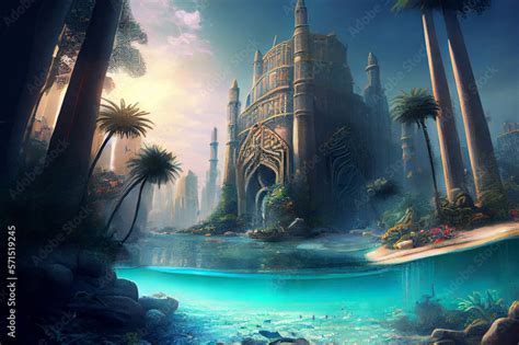 Mythical underwater city Atlantis, generative ai. Depicting a lost ...