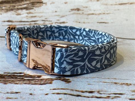 Dog Collar, adjustable collar, metal buckle, martingale, floral dog collar, rose gold hardware ...