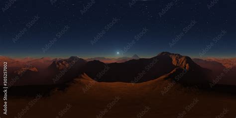 360 degree panorama of Mars sunset, environment HDRI map ...