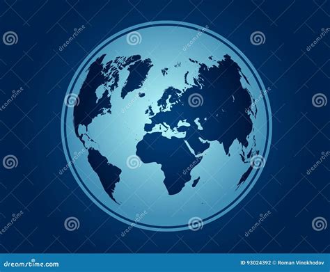 Blue globe vector map stock vector. Illustration of ocean - 93024392