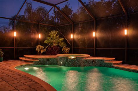 Florida Pool Cage Lights/Lanai Lighting | Pool enclosure lighting, Lanai lighting, Outdoor pool