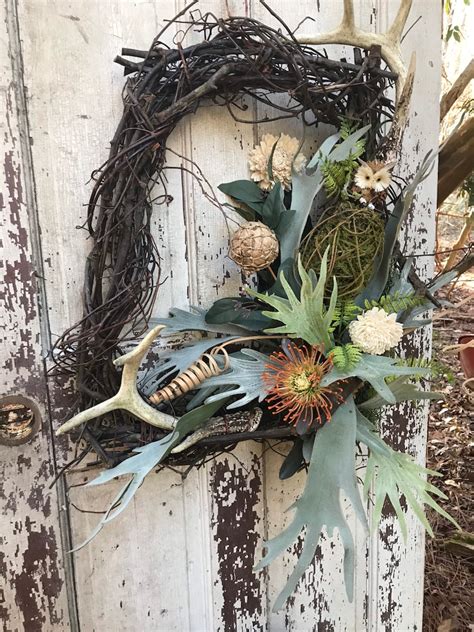 Rustic Deer Antler Wreath Wildlife Wreath Spring Wreath - Etsy