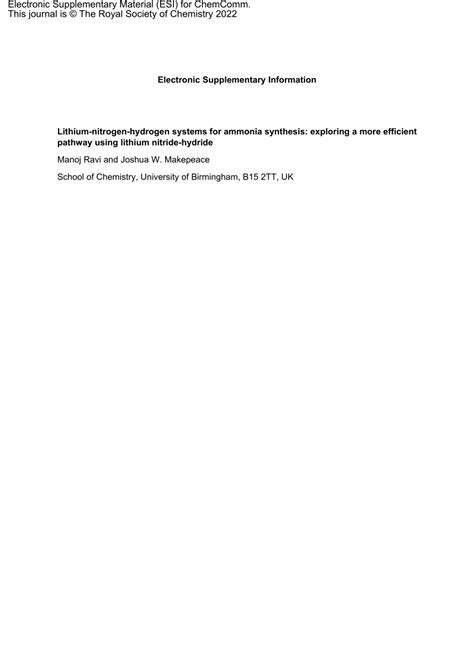 (PDF) Lithium-nitrogen-hydrogen systems for ammonia synthesis ...