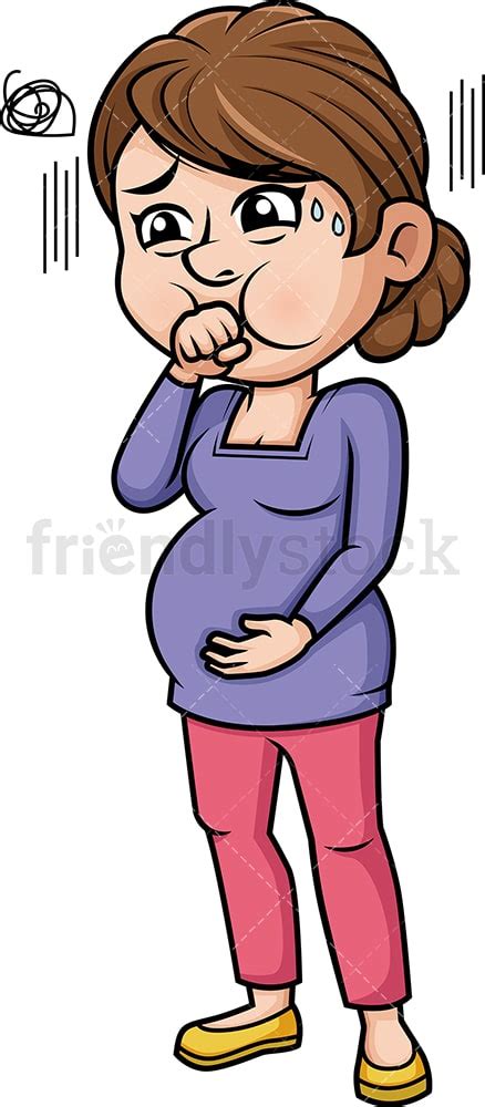 Nauseous Pregnant Woman Morning Sickness Cartoon Clipart Vector - FriendlyStock