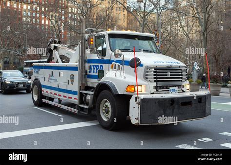 A NYPD, New York Police Department, tow truck on the street in New York City, NY, USA Stock ...