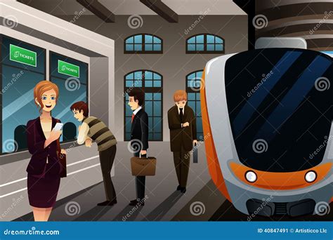 People buying train ticket stock vector. Illustration of clip - 40847491