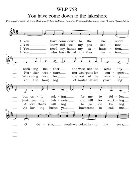 You have come down to the lakeshore sheet music for Voice download free in PDF or MIDI