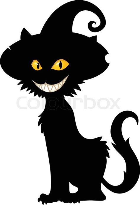 Halloween witch cat silhouette. Vector ... | Stock vector | Colourbox