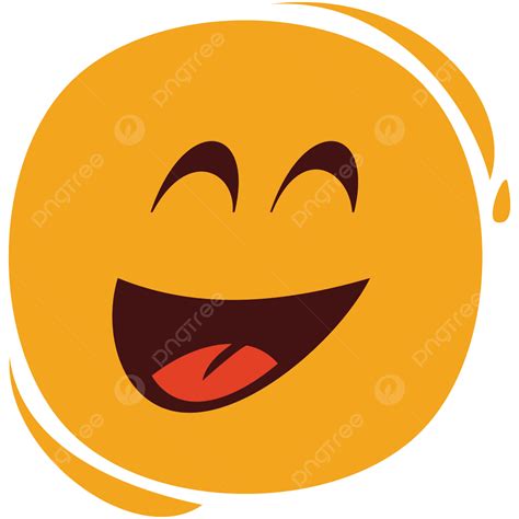 Happy Lough Expression Yellow Circle Emoji Vector, Happy, Lough, Emoticon PNG and Vector with ...