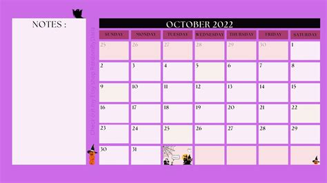 Printable October 2022 spooky Calendar - Etsy