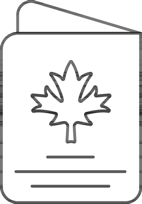 Maple Leaf Symbol On Card Icon In Thin Line. 24457439 Vector Art at ...