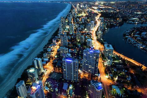 Aerial View Of Gold Coast At Night Photograph by Nick