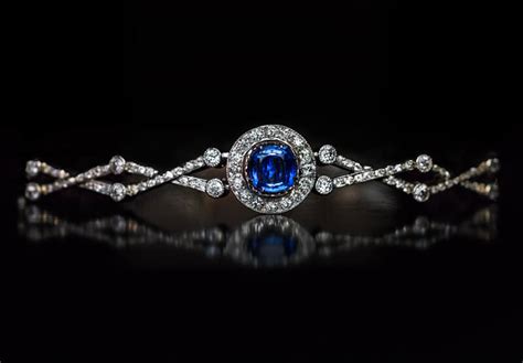 Vintage Sapphire Diamond Platinum Link Bracelet - Antique Jewelry | Vintage Rings | Faberge ...