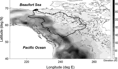 The location and topographic environment of the Mackenzie River basin ...