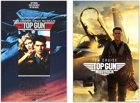 Amazon.com: BigWigPrints Top Gun Maverick & Top Gun 1986 Movie Poster ...