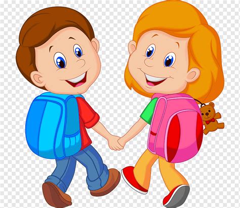 Cartoon Boy, school girls, child, hand, people png | PNGWing