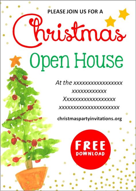 Free Printable Christmas Open House Invitations Templates – Christmas ...