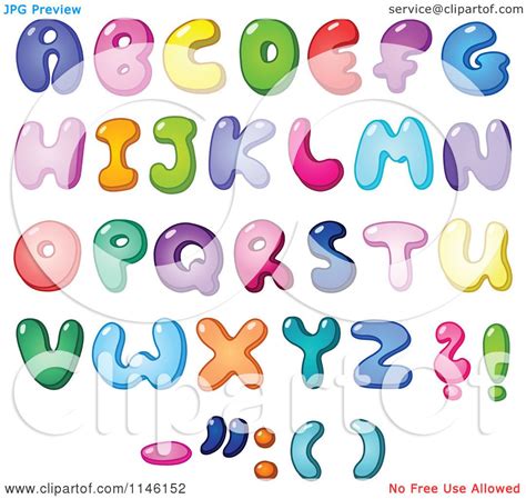 Cartoon of Colorful Capital Bubble Letters and Punctuation - Royalty Free Vector Clipart by ...