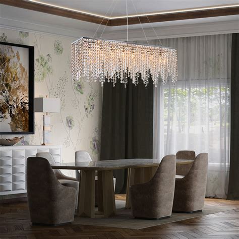 Dining Room Rectangular Crystal Chandelier With Linear Design - SOFARY