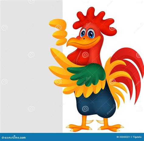 Cute Rooster Cartoon And Blank Sign Stock Image - Image: 33243321