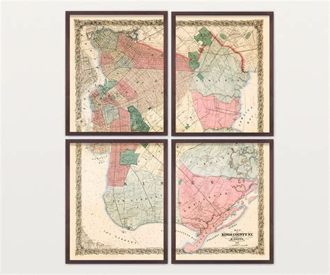 Brooklyn Map, Antique Map, Brooklyn New York, New York City, Brooklyn Art, Brooklyn Wall Art ...