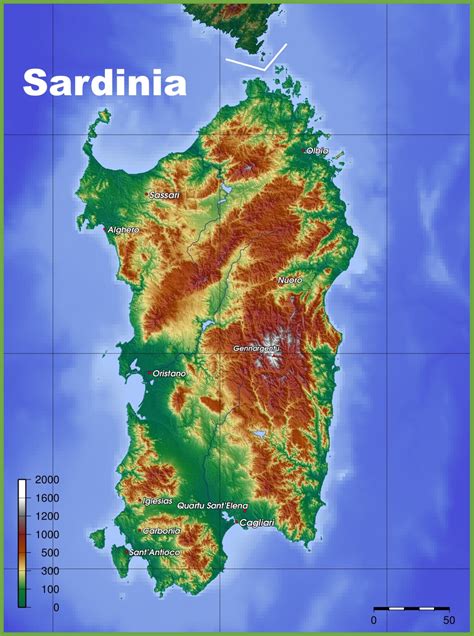 Sardinia physical map