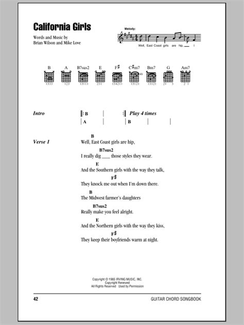 California Girls by The Beach Boys - Guitar Chords/Lyrics - Guitar ...