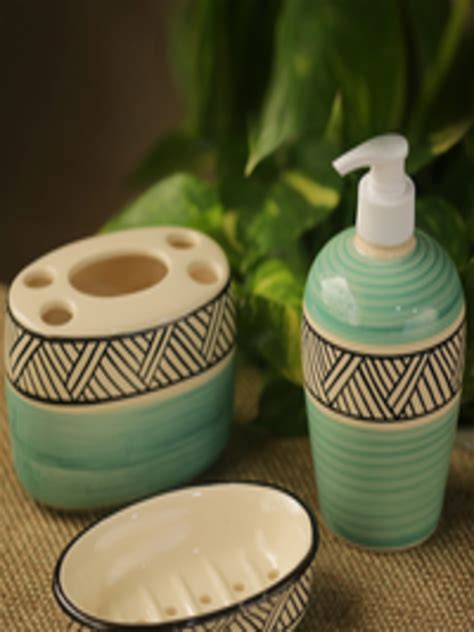 Buy ExclusiveLane Set Of 3 Hand Painted Ceramic Bathroom Accessories Set - Bathroom Accessories ...