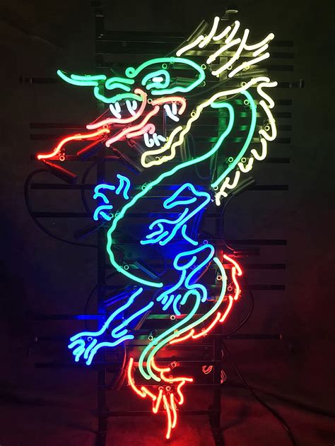 Chinese Dragon Neon Sign. Neon sign art, Neon signs, Neon art, Cool Neon Dragon HD phone ...