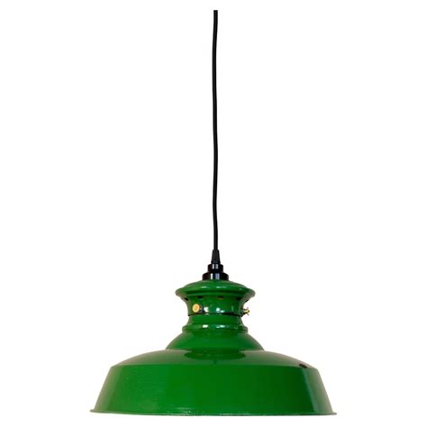 French Green Enamel Vintage Industrial Pendant Light For Sale at 1stDibs