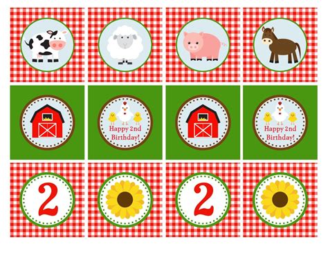 PRINTABLE: Farm Animal Cupcake Toppers 2 by GeminiCelebrations