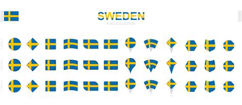 Large collection of Sweden flags of various shapes and effects ...