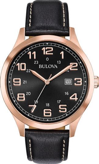 BULOVA Classic Leather Strap Watch, 42mm | Nordstromrack