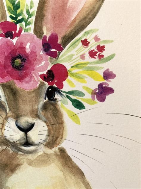 Floral Honey Bunny Watercolor PRINT in 2021 | Bunny watercolor, Bunny ...