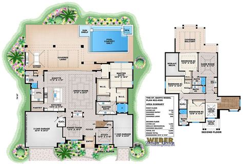 Tropical House Plan: Caribbean Island Beach Style Home Floor Plan ...