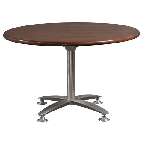 Steelcase Used 48 Inch Round Veneer Meeting Table, Walnut - National ...