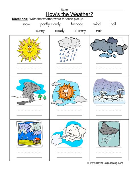 Weather Names Worksheet | Free Worksheets