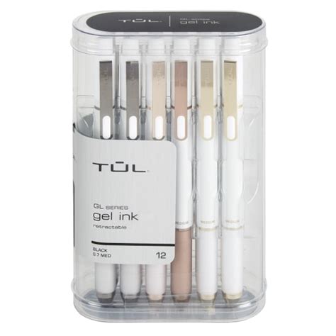 TUL® Retractable Gel Pens, Medium Point, 0.7 mm, Pearl White Barrel, Black Ink, Pack Of 12 Pens ...