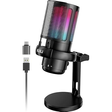 NJSJ Microphone PC for PS5, USB Gaming Microphone with Controllable RGB ...