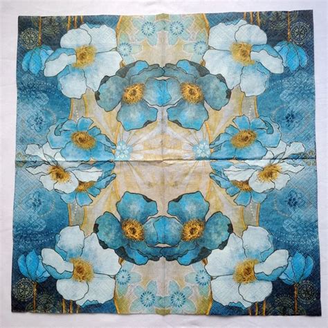 2 x Deoupage napkins Paper+Design 33x33cm 3 ply vintage blue floral paper napkins Harmony in ...