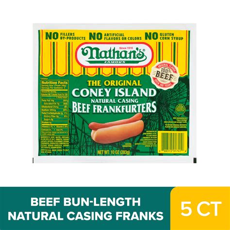 Nathan's Coney Island Natural Casing All Beef Hot Dogs, 10 oz - Walmart.com - Walmart.com