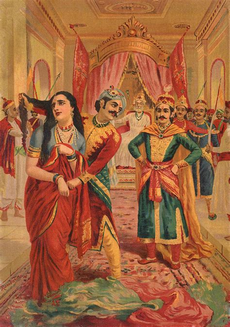 Draupadi Vastraharan Painting by Raja Ravi Varma - Fine Art America