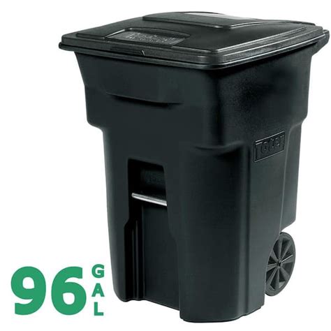 Toter 96 Gallon Black Rolling Outdoor Garbage/Trash Can with Wheels and Attached Lid 79296-R2200 ...