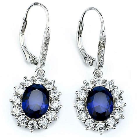 925 Sterling Silver Blue Sapphire&CZ Snowflake Leverback Dangle Earrings | eBay