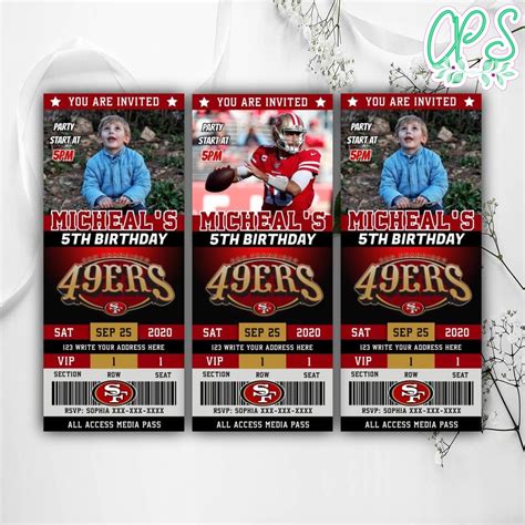 Editable San Francisco 49ers Birthday Ticket Invitations ...