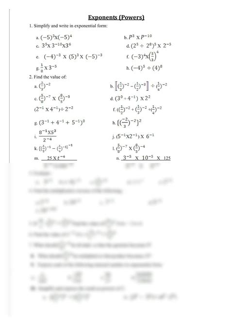 SOLUTION: Grade 8 math exponents worksheets printable worksheet page - Studypool