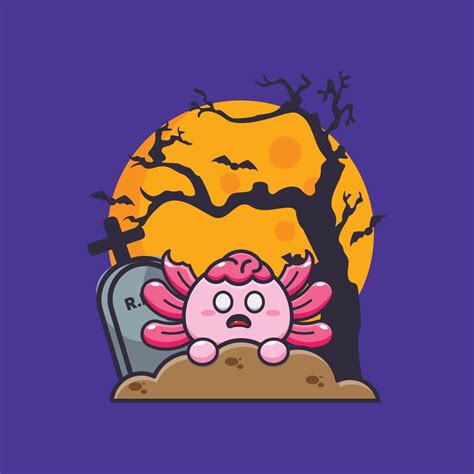 Cute zombie axolotl rise from graveyard in halloween day. Cute ...