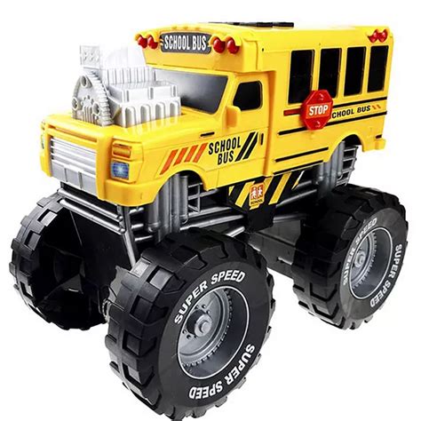 School Bus Monster Truck with Lights and Sounds Toy for Toddlers, Neutral and Girls Ages 3+