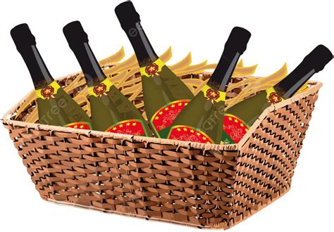 Sparkling Wine Glass Vector Hd PNG Images, Gift Basket With Bottles Of ...